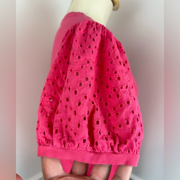 TOMMY HILFIGER Pink Eyelet Sleeves Top | Size Medium - Picture 6 of 10